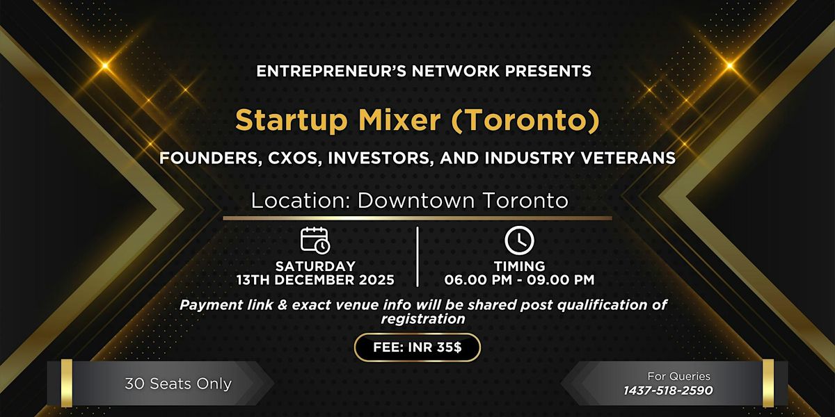 Startup Mixer (Toronto), 13 December | Event in Toronto | AllEvents