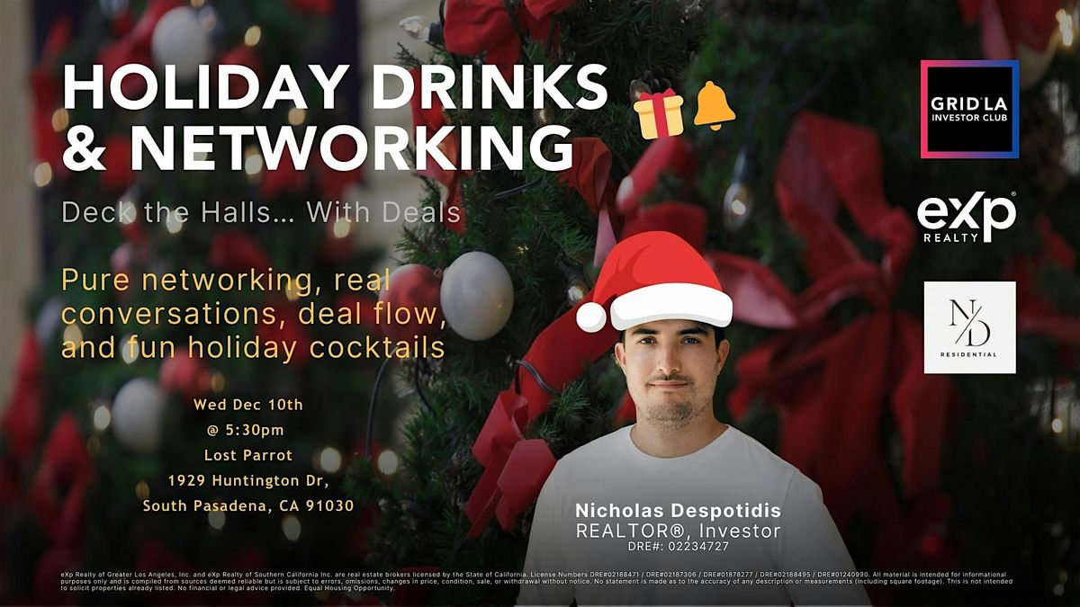 Holiday Drinks & Networking — GRID LA, 10 December | Event in South Pasadena | AllEvents