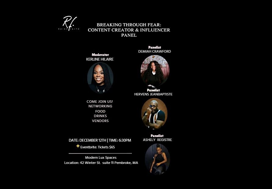 Breaking Through Fear: Content Creator & Influencer Panel, 12 December | Event in Pembroke | AllEvents