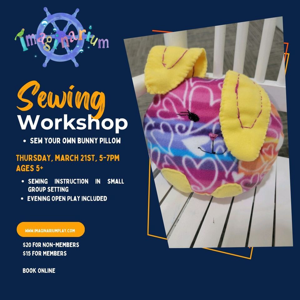 Sewing workshop diy easter bunny pillow ages 5 imaginarium indoor