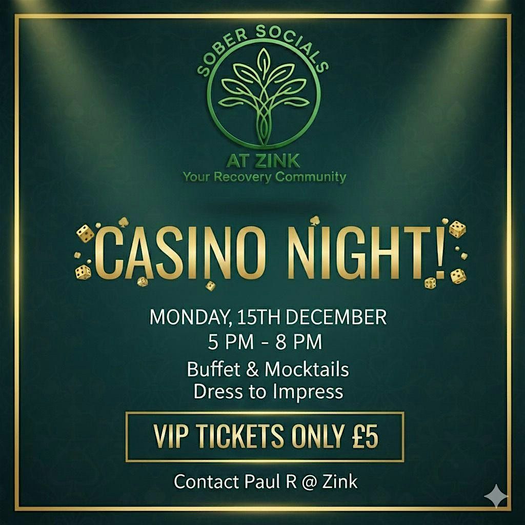Sober Socials Casino Night, 15 December | Event in Buxton | AllEvents