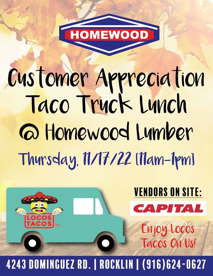 Customer Appreciation Taco Food Truck Lunch Homewood Rocklin