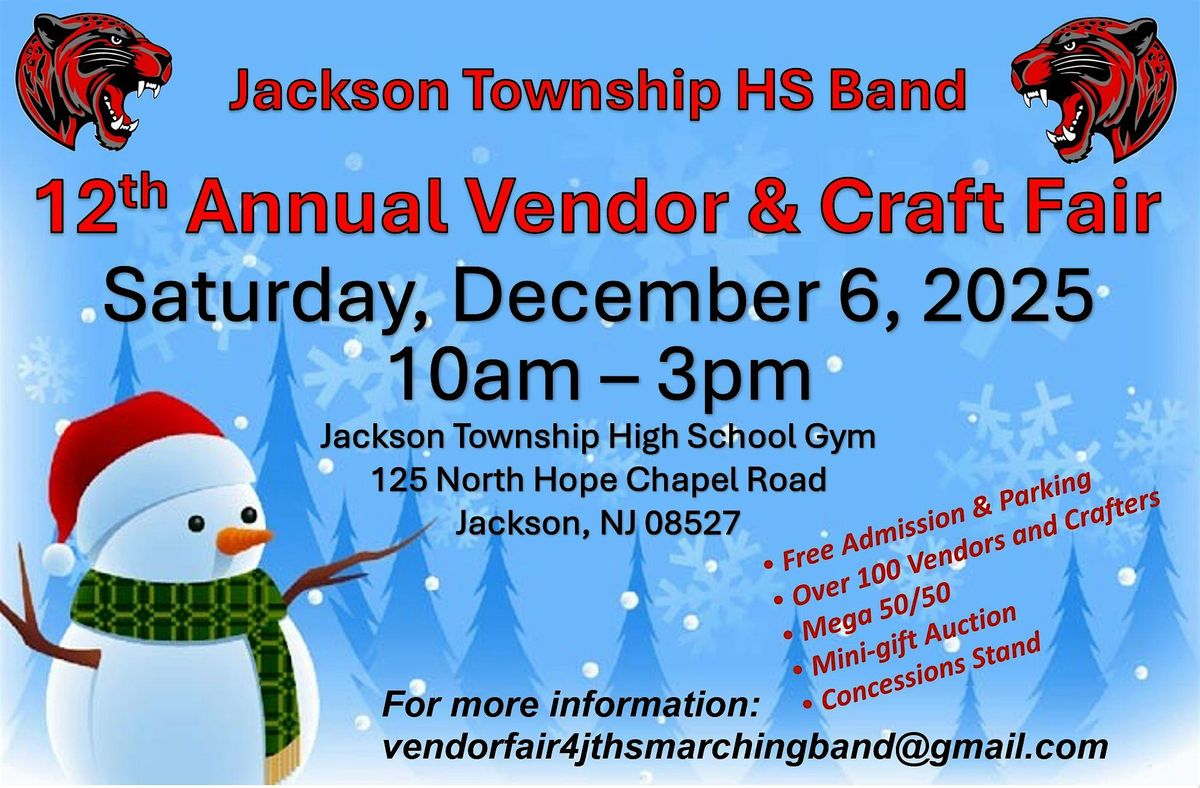 Jackson Township High School Band 12th Annual Vendor & Craft Fair, 6 December | Event in Jackson Township