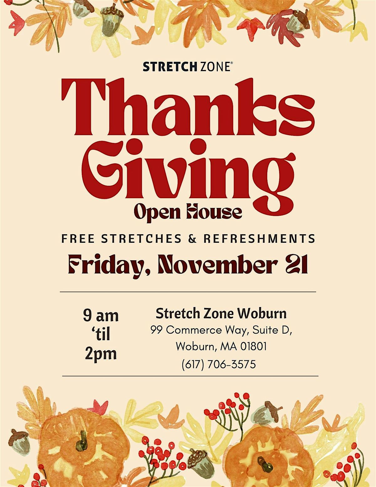 Stretch Zone Woburn - Giving Thanks & Free Stretches!, 21 November | Event in Woburn | AllEvents