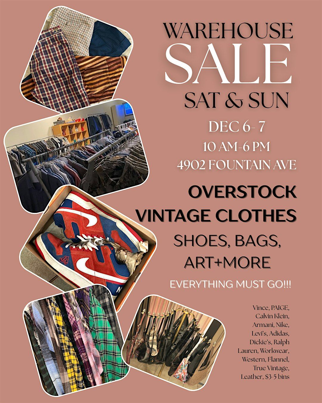 HUGE WAREHOUSE SALE, 6 December | Event in Los Angeles | AllEvents