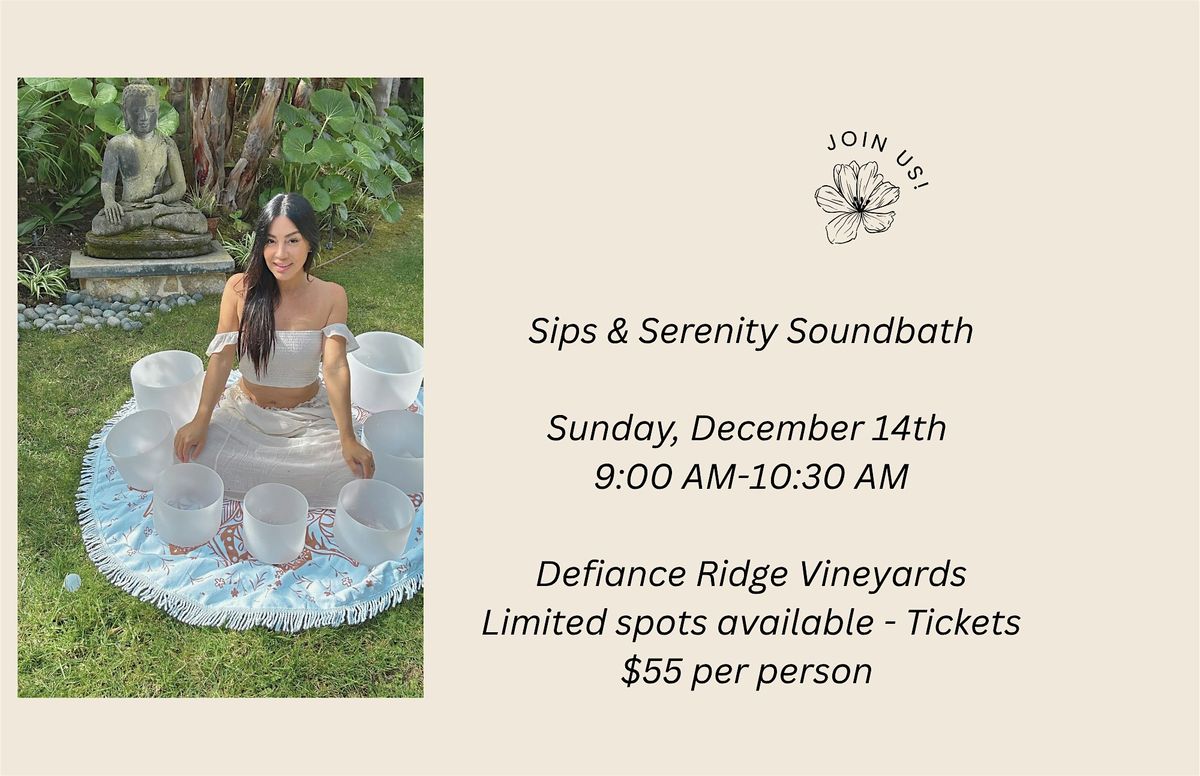 Sips and Serenity Soundbath, 14 December | Event in Defiance | AllEvents