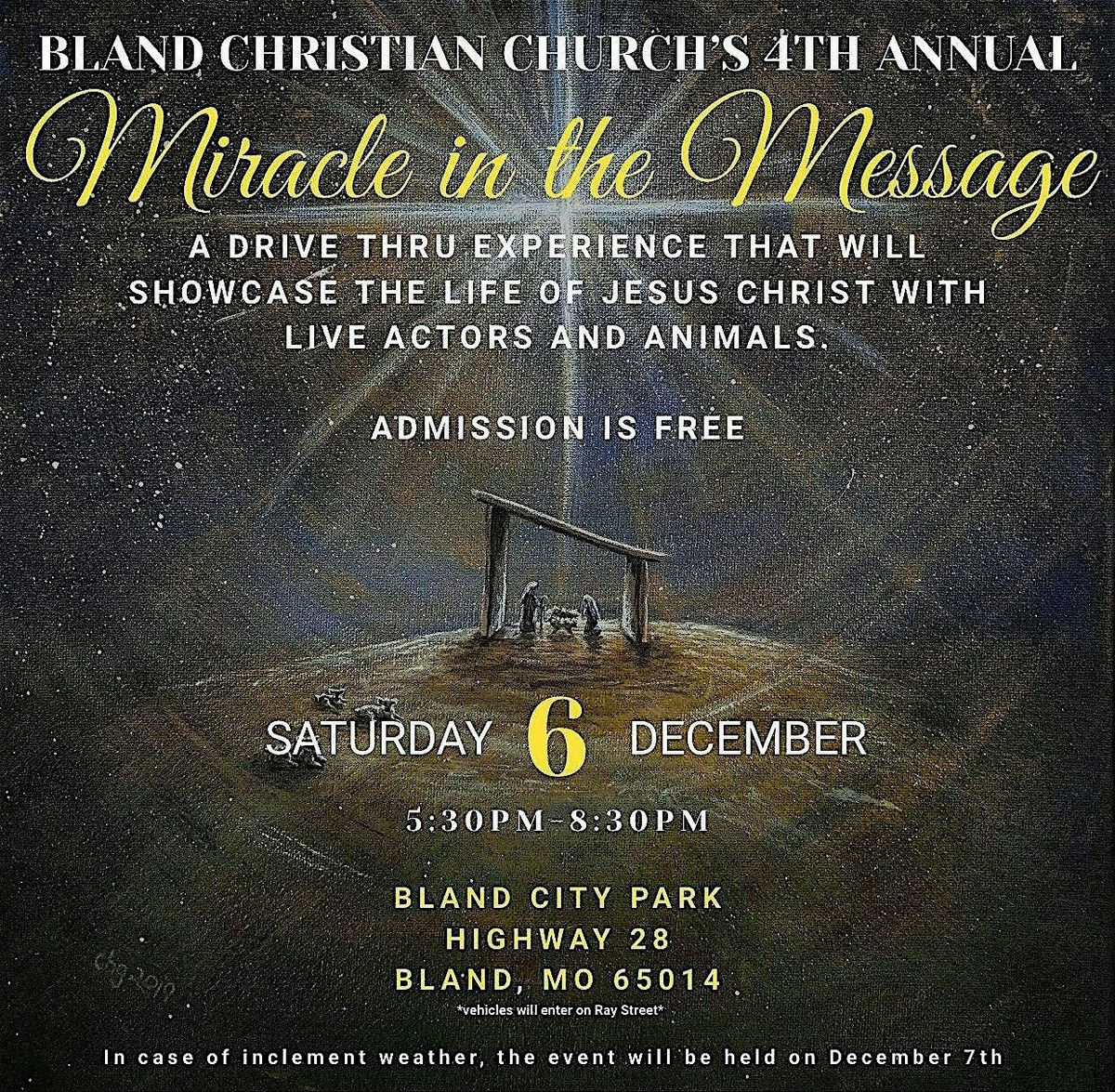 Miracle in the Message - Drive Thru event, 6 December | Event in Bland | AllEvents