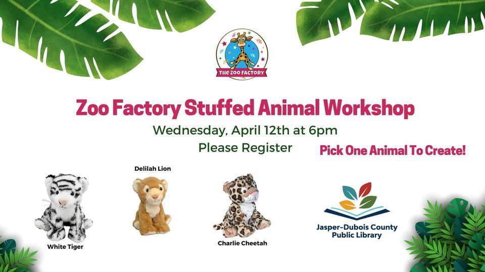 Zoo Factory Stuffed Animal (FULL), Jasper Public Library, 12