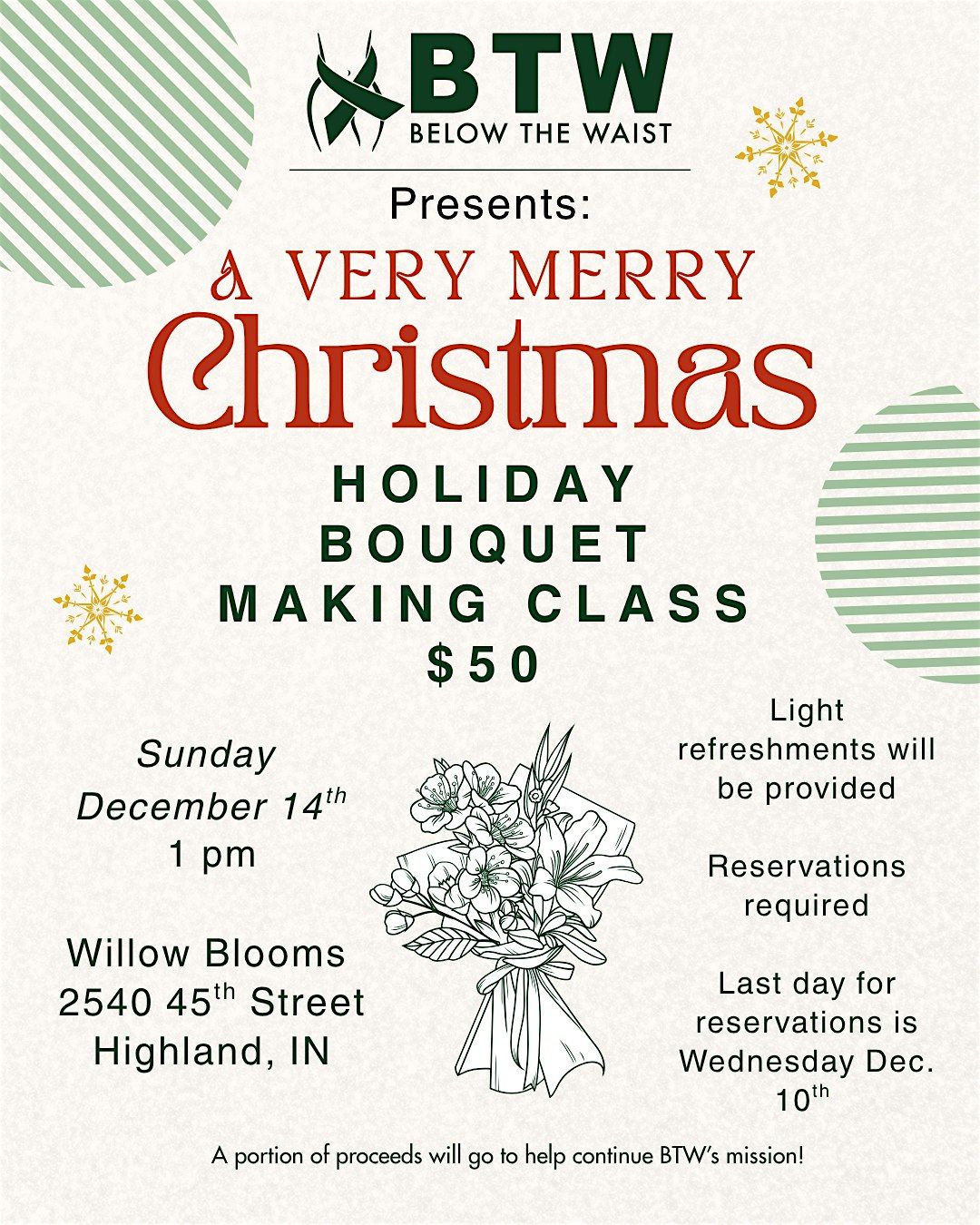 Below The Waist Presents: A Holiday Bouquet Making Class, 14 December | Event in Highland | AllEvents