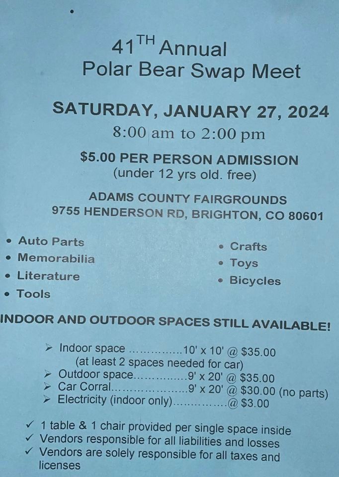 Polar Bear Swap Meet, Adams County Fairgrounds, Henderson, 27 January