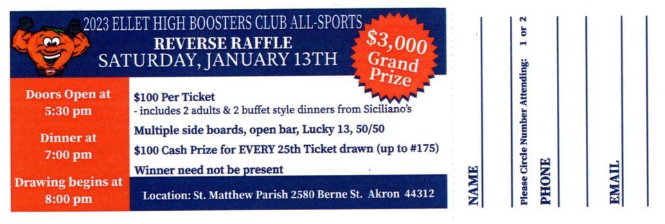 ElletHighBoosters Club - All Sport Reverse Raffle, St Matthew Parish ...