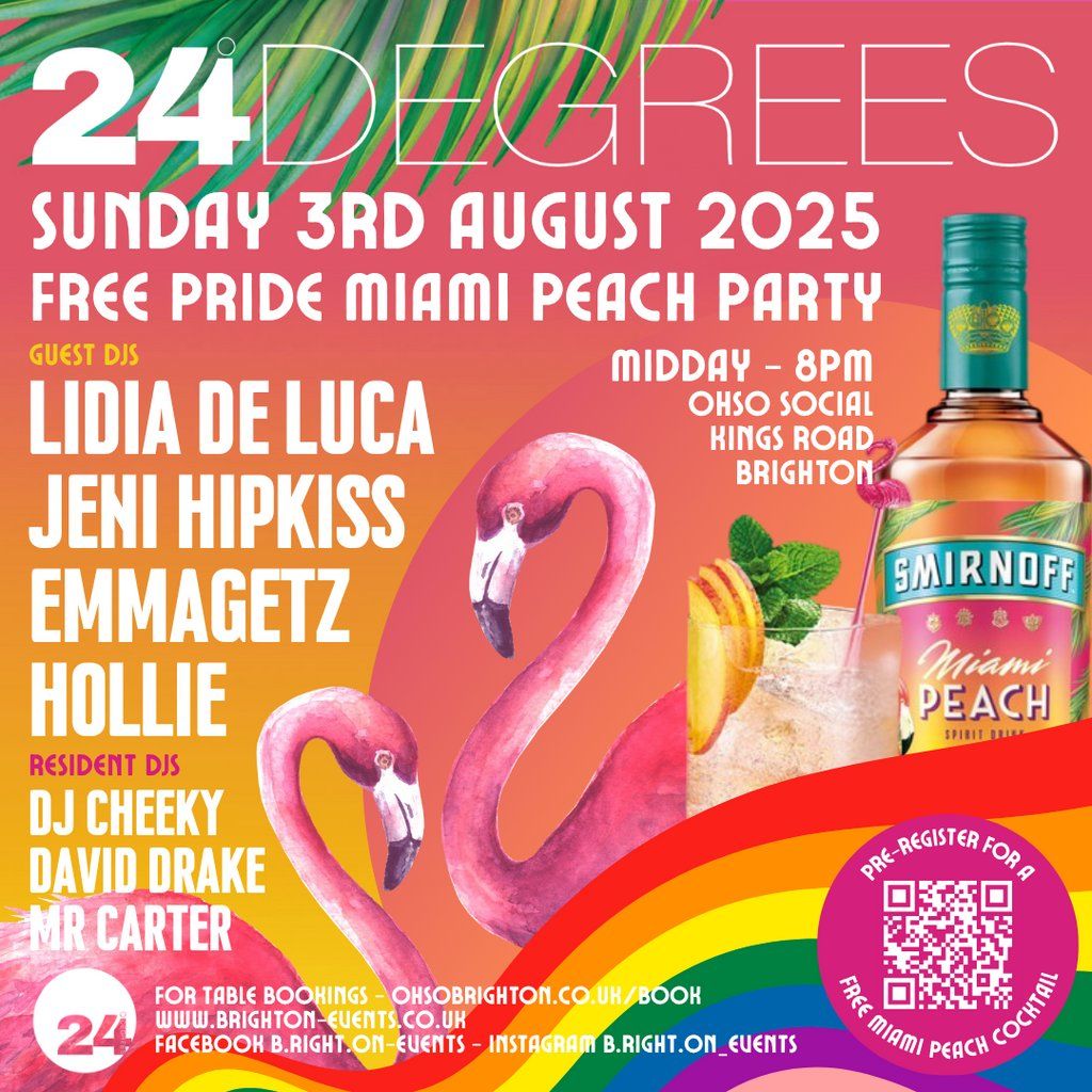 24 Degrees Miami Beach Party - FREE Pride Day Party, 3 August | Event in Brighton | AllEvents