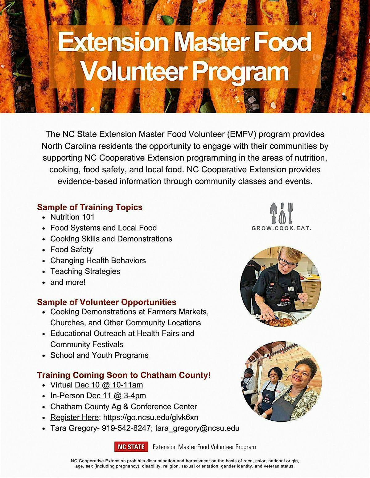 In-person Info Session - Extension Master Food Volunteer Program, 11 December | Event in Pittsboro | AllEvents