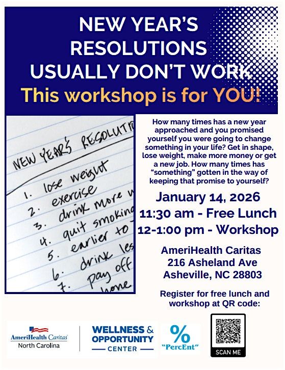 New Year’s Resolutions Usually Don’t Work-Workshop w/ Motivational Speaker, 14 January | Event in Asheville