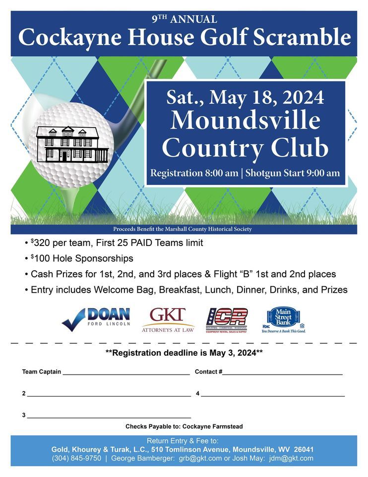 Ninth Annual Cockayne Golf Scramble, Moundsville Country Club, 18 May