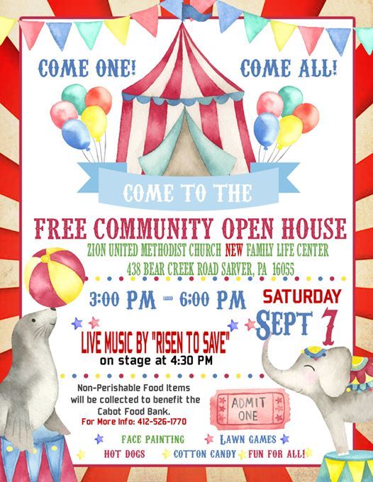 Free Community Open House, Zion United Methodist Church Sarver, 7