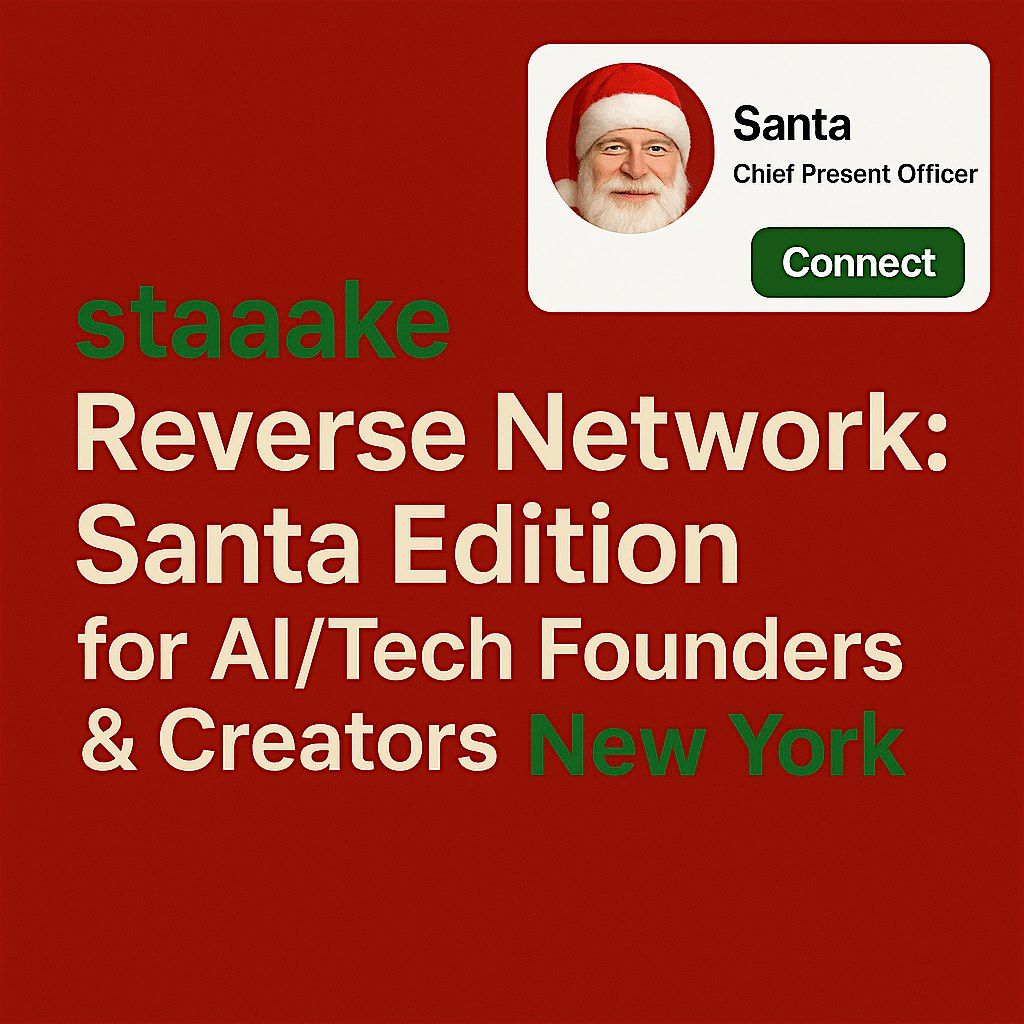 Reverse Network: Santa Edition for AI/Tech Founders & Creators, 6 December | Event in New York | AllEvents