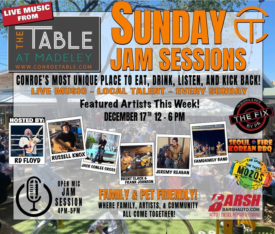 Family & Pet Friendly Sunday Live Music Featured Artists Live Jam