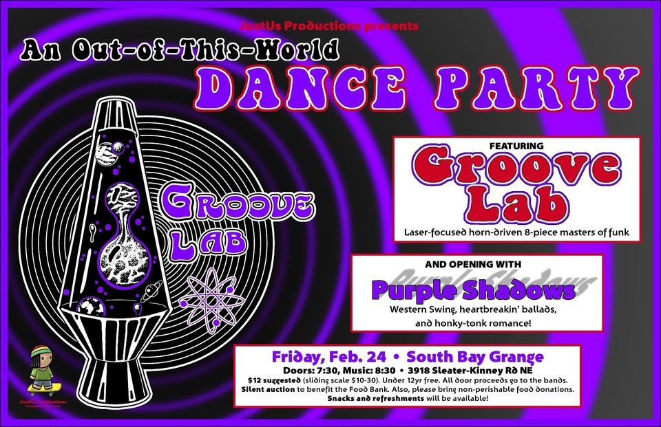 This Friday! Groove Lab and The Purple Shadows Bring yer Dancin Shoes!, South Bay Grange