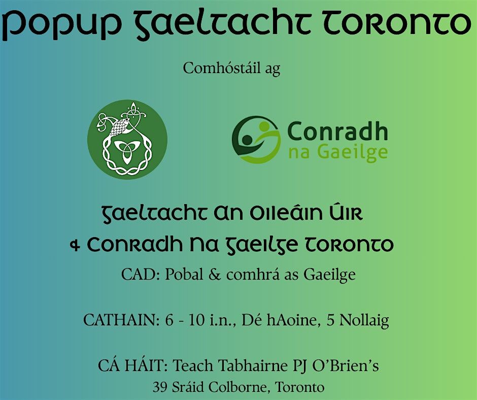 Toronto Pop-Up Gaeltacht, 5 December | Event in Toronto | AllEvents