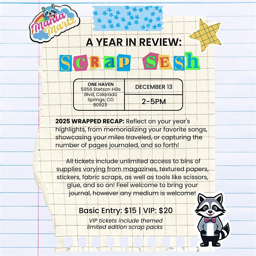 A Year In Review - A Scrap & Yap Session, 13 December | Event in Colorado Springs | AllEvents