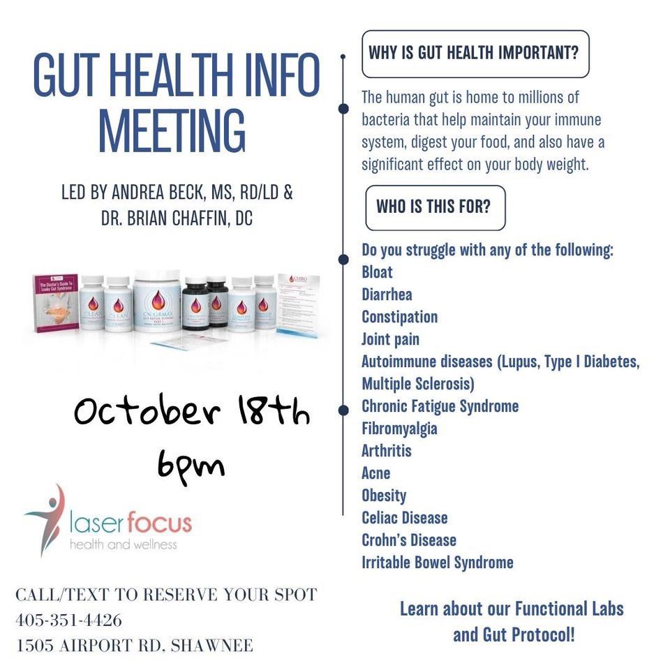 The Gut and your Health, Laser Focus Health & Wellness, Shawnee, 18 October 2023 AllEvents.in