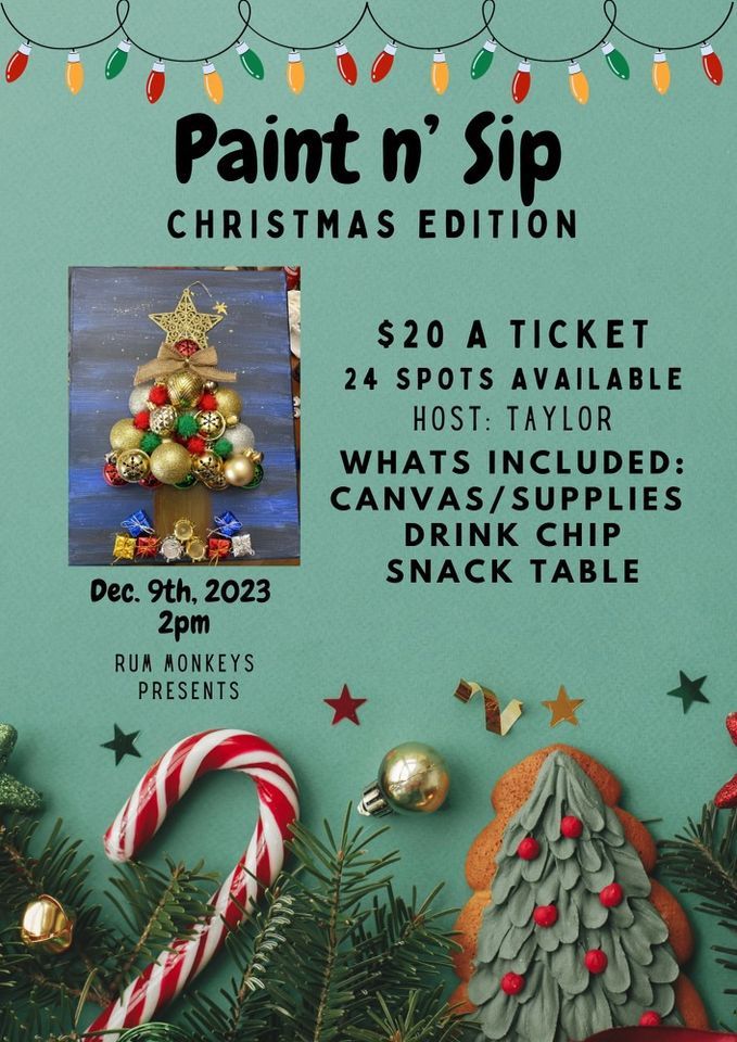 Paint n Sip Christmas Edition ?, Rum Monkeys Pizza &Pub, Jefferson