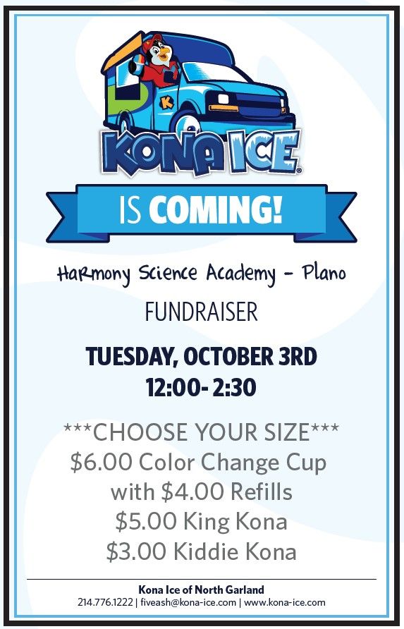 Kona Ice Day, Harmony Science AcademyPlano, October 3 2023 AllEvents.in