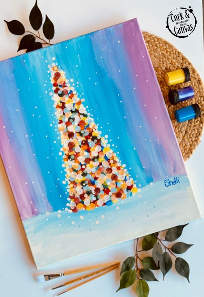 Oh Christmas Tree Canvas Painting, Cork & Canvas, Oakhurst, December 11