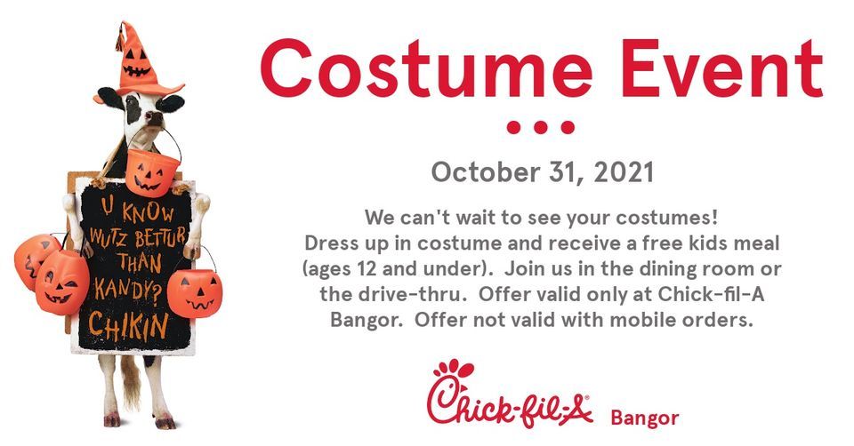 Halloween Costume Event, ChickfilA Bangor (605 Stillwater Ave, Bangor