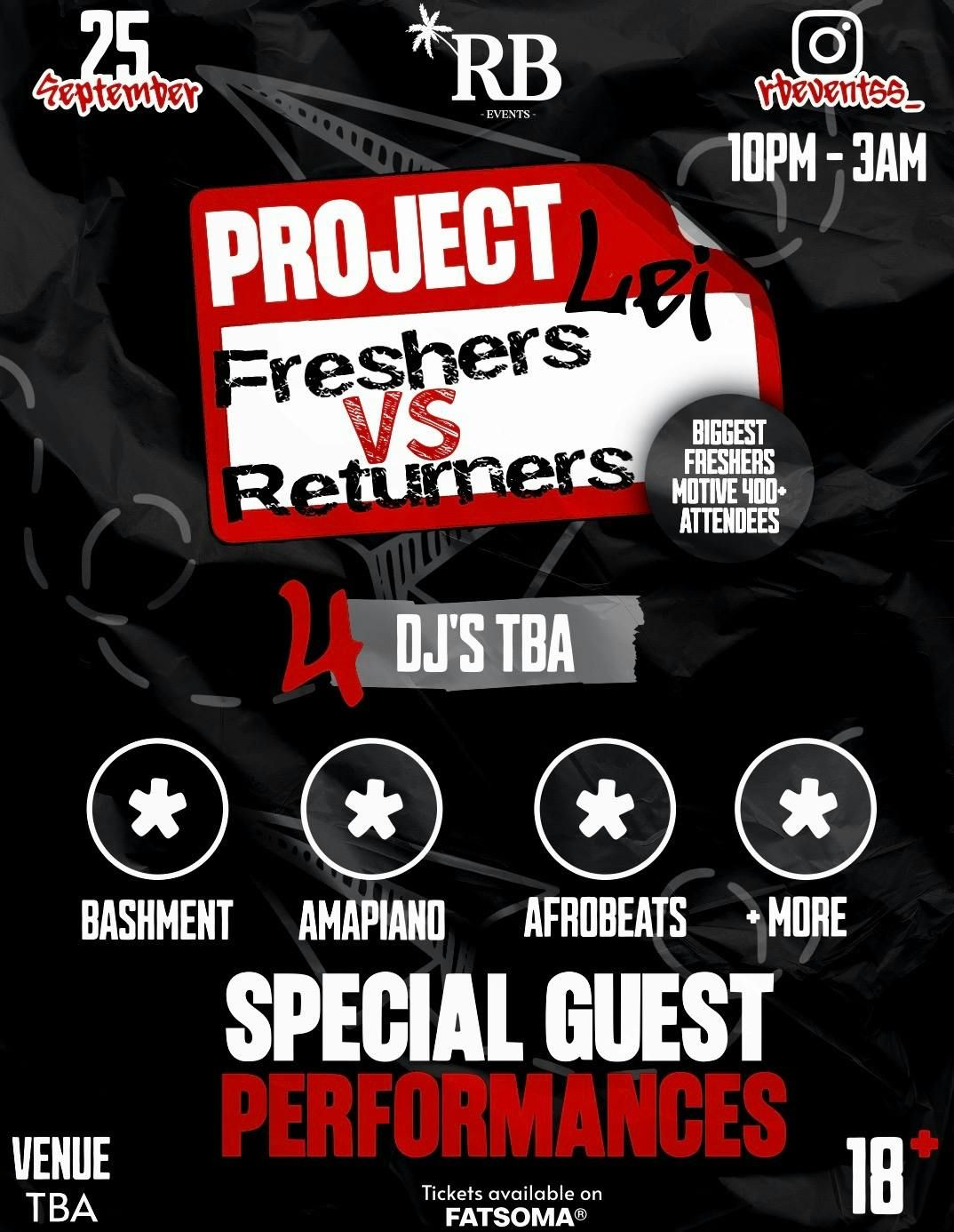 PROJECT LEI - FRESHERS vs RETURNERS, 25 September | Event in Leicester | AllEvents