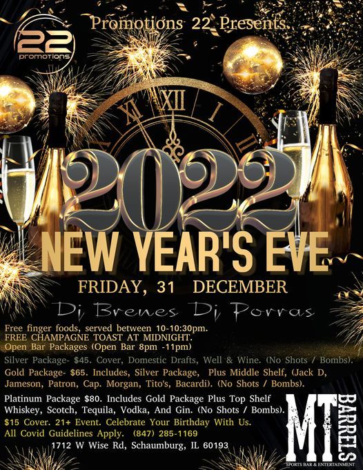 New Years Eve Party At MT BARRELS SCHAUMBURG, M T Barrels, Schaumburg