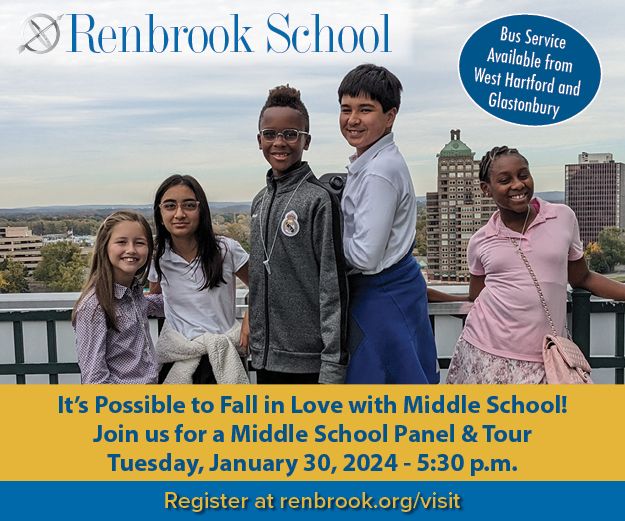 Middle School Panel & Tour, Renbrook School, W Hartford, January 30