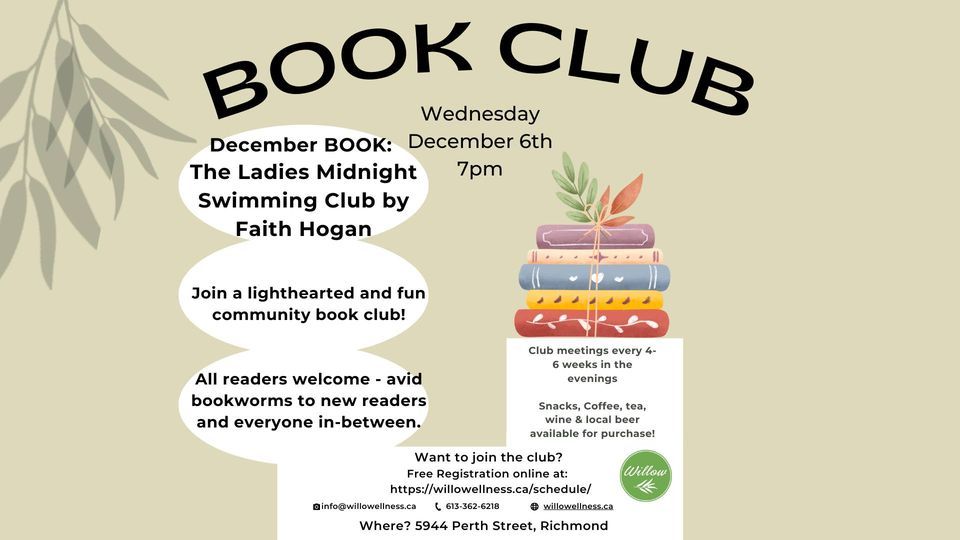 Willow Book Club, Willow Wellness, Kemptville, December 6 2023