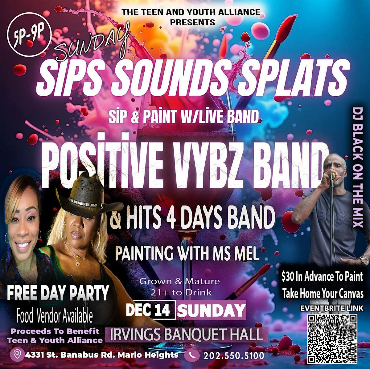 Sunday- Sips Sounds & Splats DMV-, 14 December | Event in Marlow Heights | AllEvents