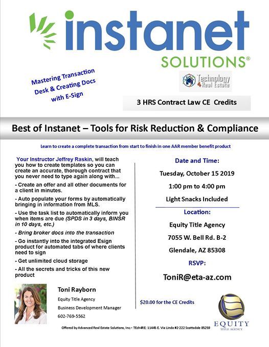 Best Of Instanet Tools For Risk Reduction At Equity Title Agency