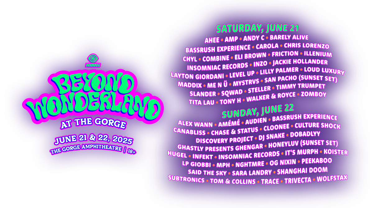 2025 Beyond Wonderland at The Gorge - 2 Day Pass at Gorge Amphitheatre, 21 June | Event in George | AllEvents