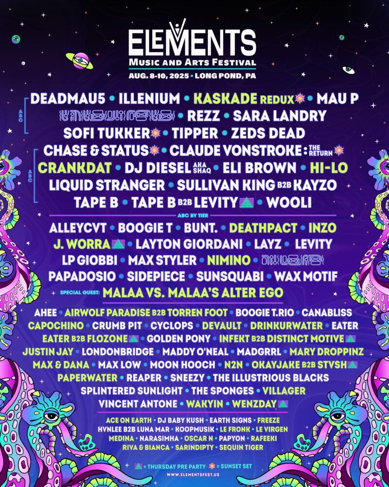 Elements Music Festival: Illenium  Kaskade  & Rezz - Friday, 7 August | Event in Long Pond | AllEvents