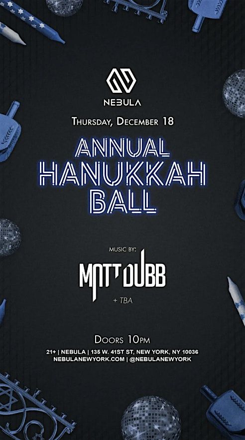 HANUKKAH BALL  @ NEBULA Thursday 12/18, 18 December | Event in New York | AllEvents