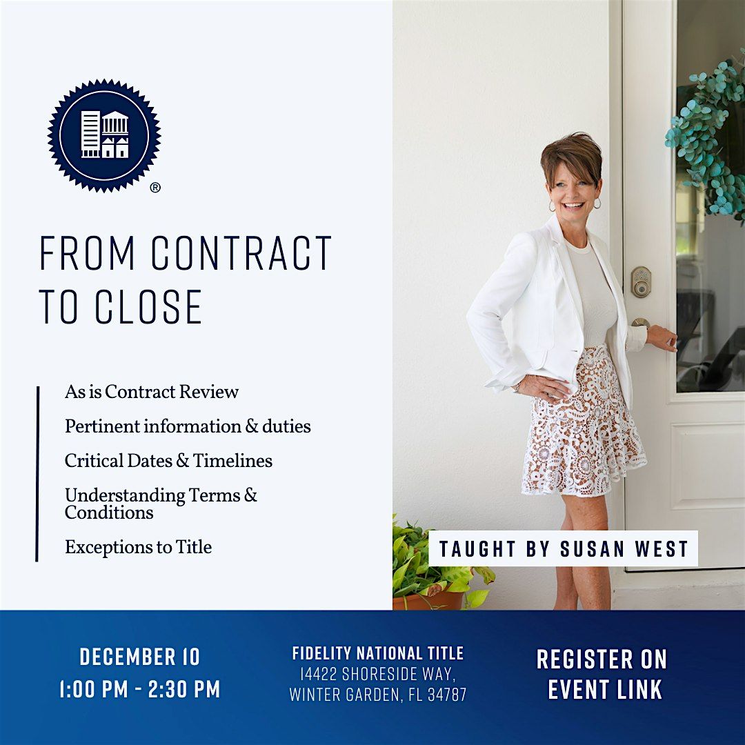 Contract to Close - A New Agent Class, 10 December | Event in Winter Garden | AllEvents