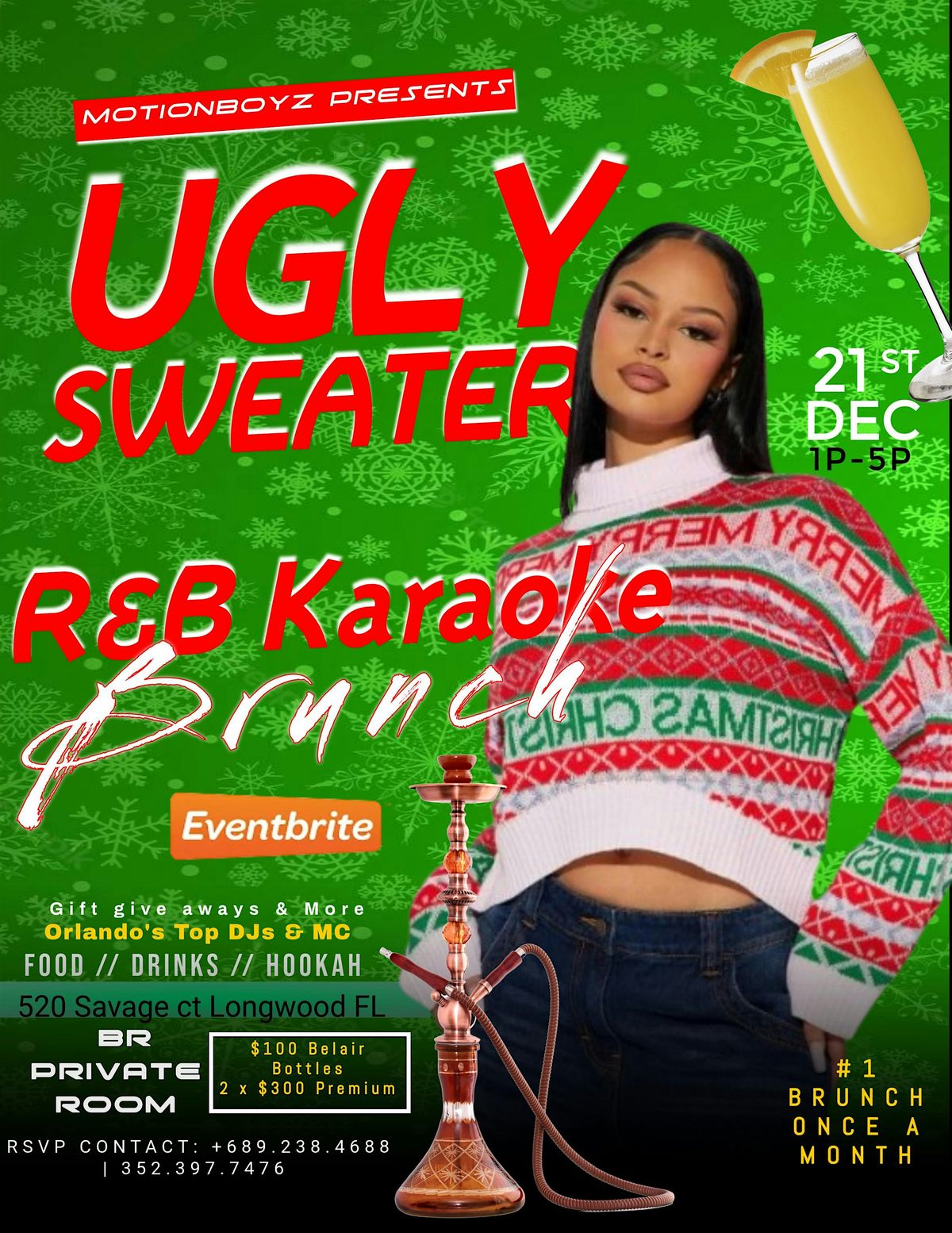 RNB Karaoke Brunch Ugly Sweater, 21 December | Event in Longwood | AllEvents