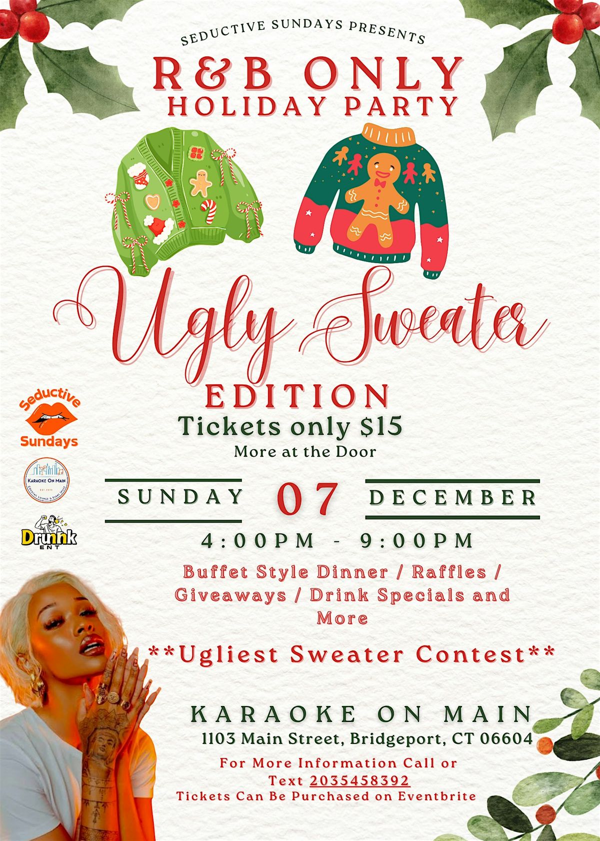 R&B Only Holiday Party - Ugly Sweater Edition, 7 December | Event in Bridgeport | AllEvents