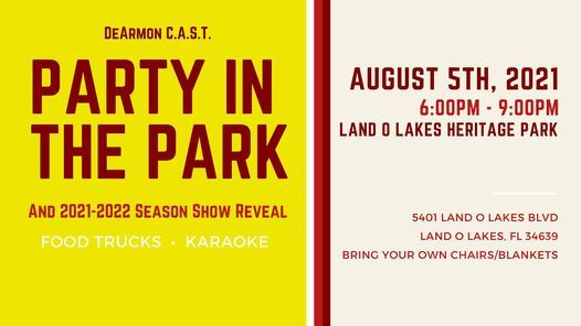 Party In The Park Season Reveal Land O Lakes Heritage Park August 5 2021 Allevents In Land O Lakes Events 2022