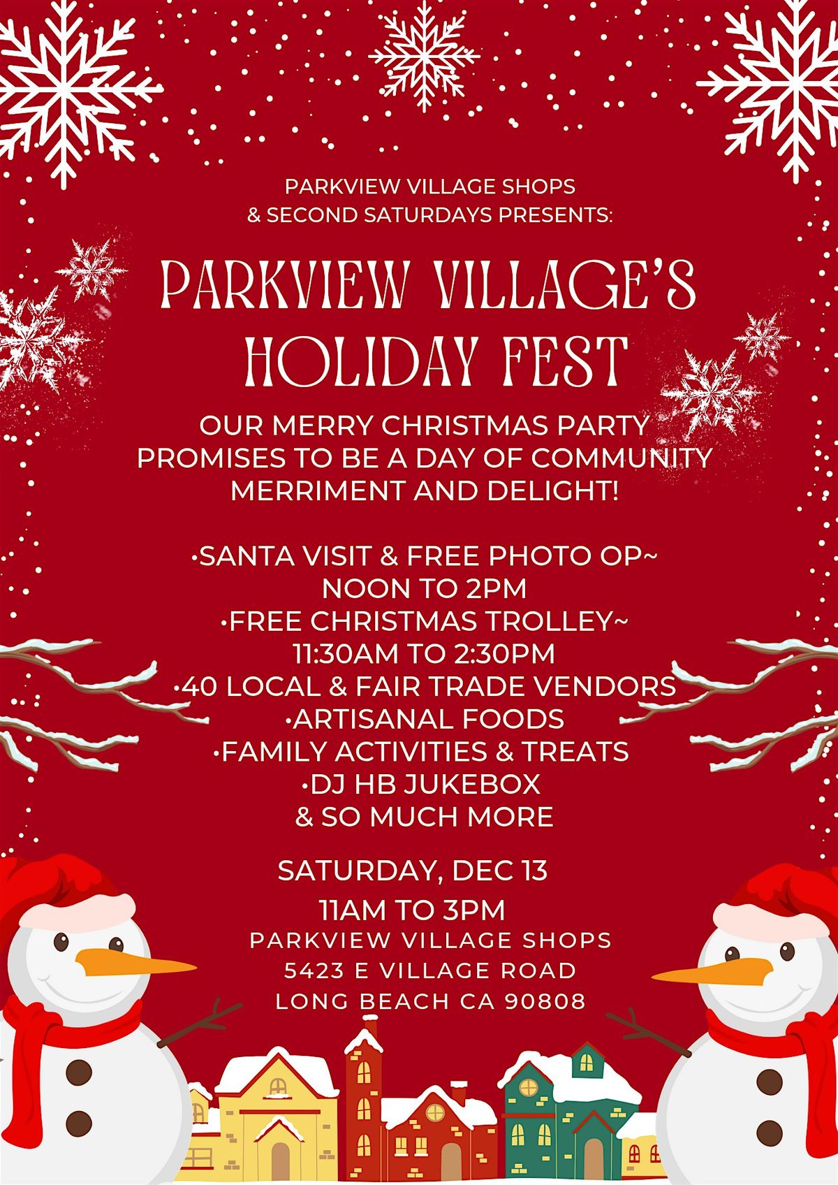 Parkview Village Holiday Festival • Long Beach, 13 December | Event in Long Beach | AllEvents