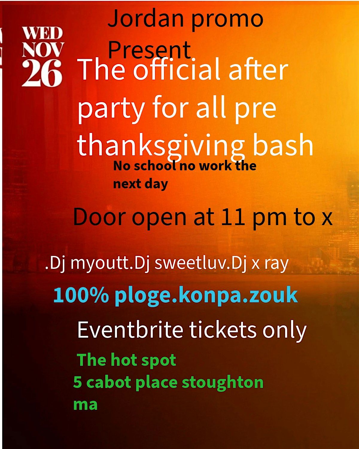 official after party for all pre thanksgiving Bach | Event in Stoughton | AllEvents