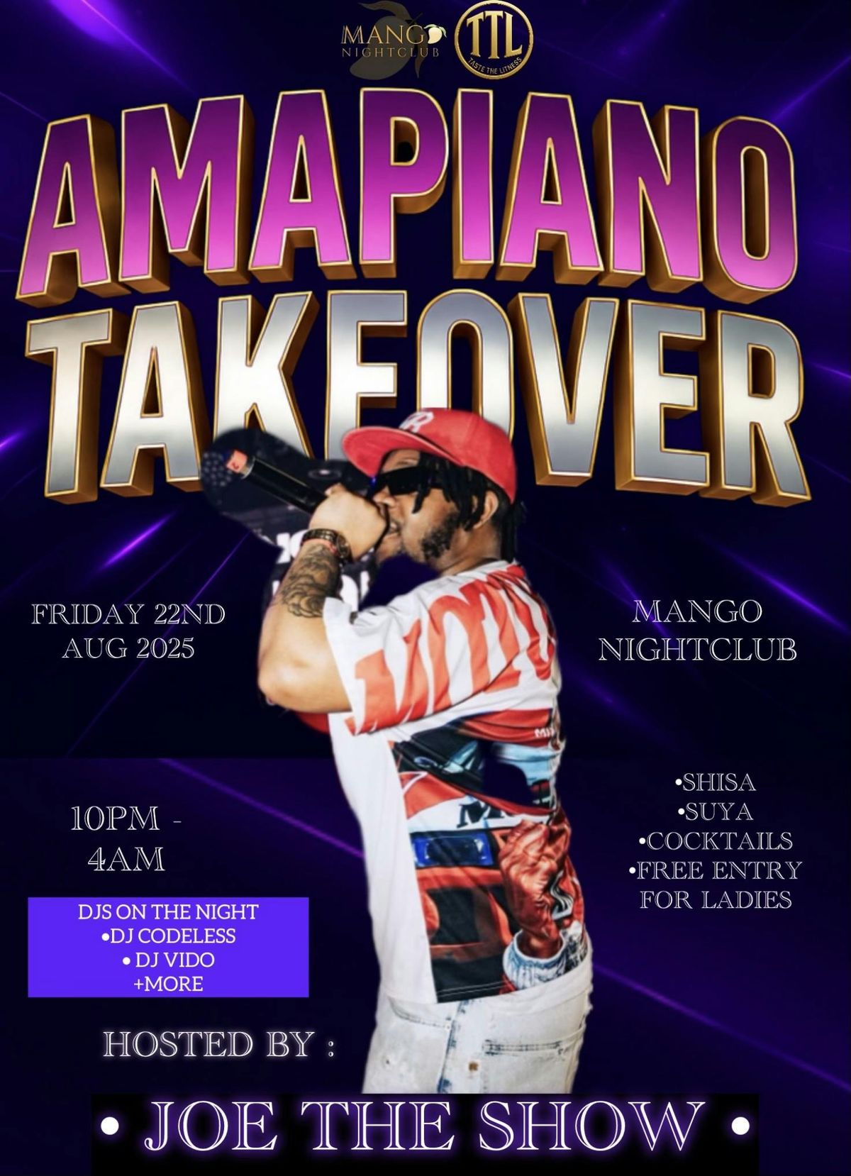  AMAPIANO TAKEOVER : HOSTED BY JOETHESHOW, 22 August | Event in Birmingham | AllEvents