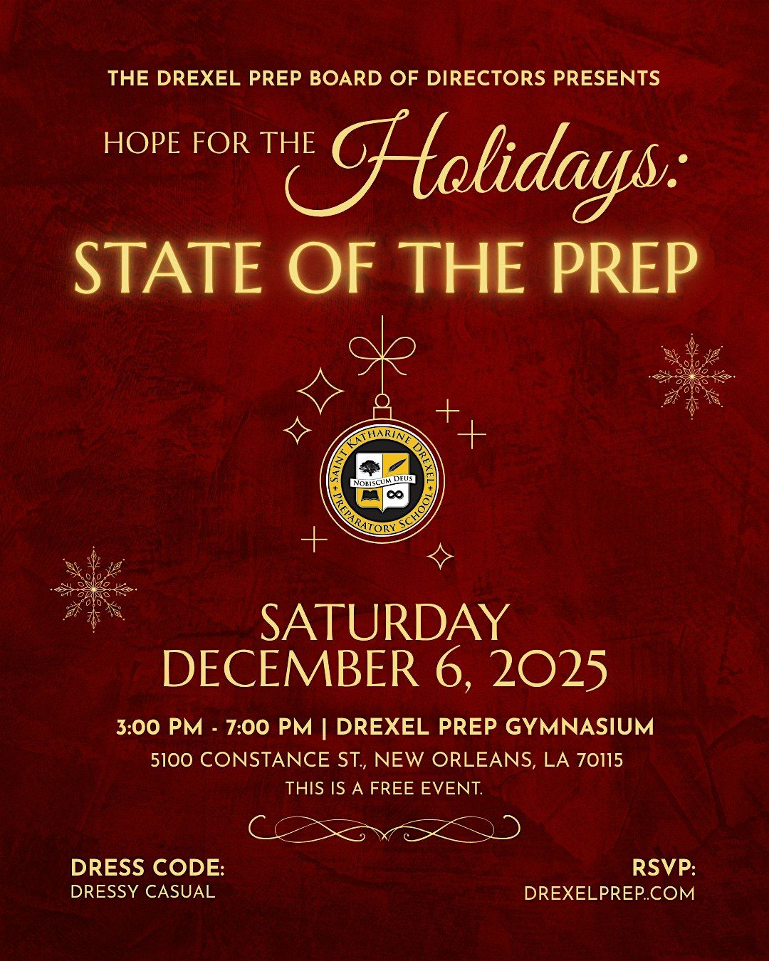 Hope for the Holidays: State of the Prep, 6 December | Event in New Orleans | AllEvents
