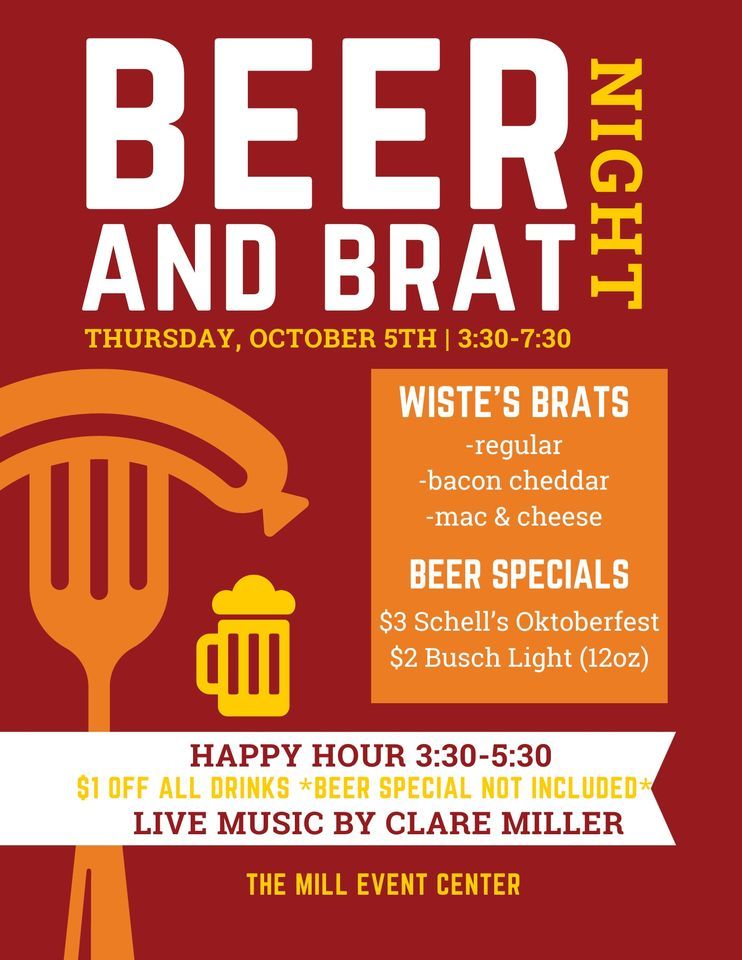 BEER & BRAT NIGHT!, The Mill, Waseca, October 5 2023 | AllEvents.in