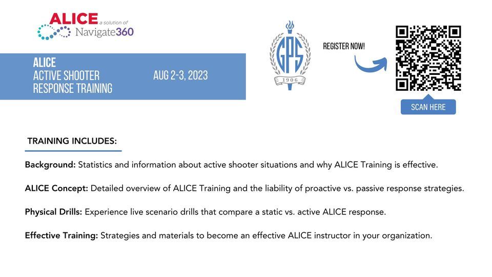 ALICE Active Shooter Response Certified Instructor Training, Girls