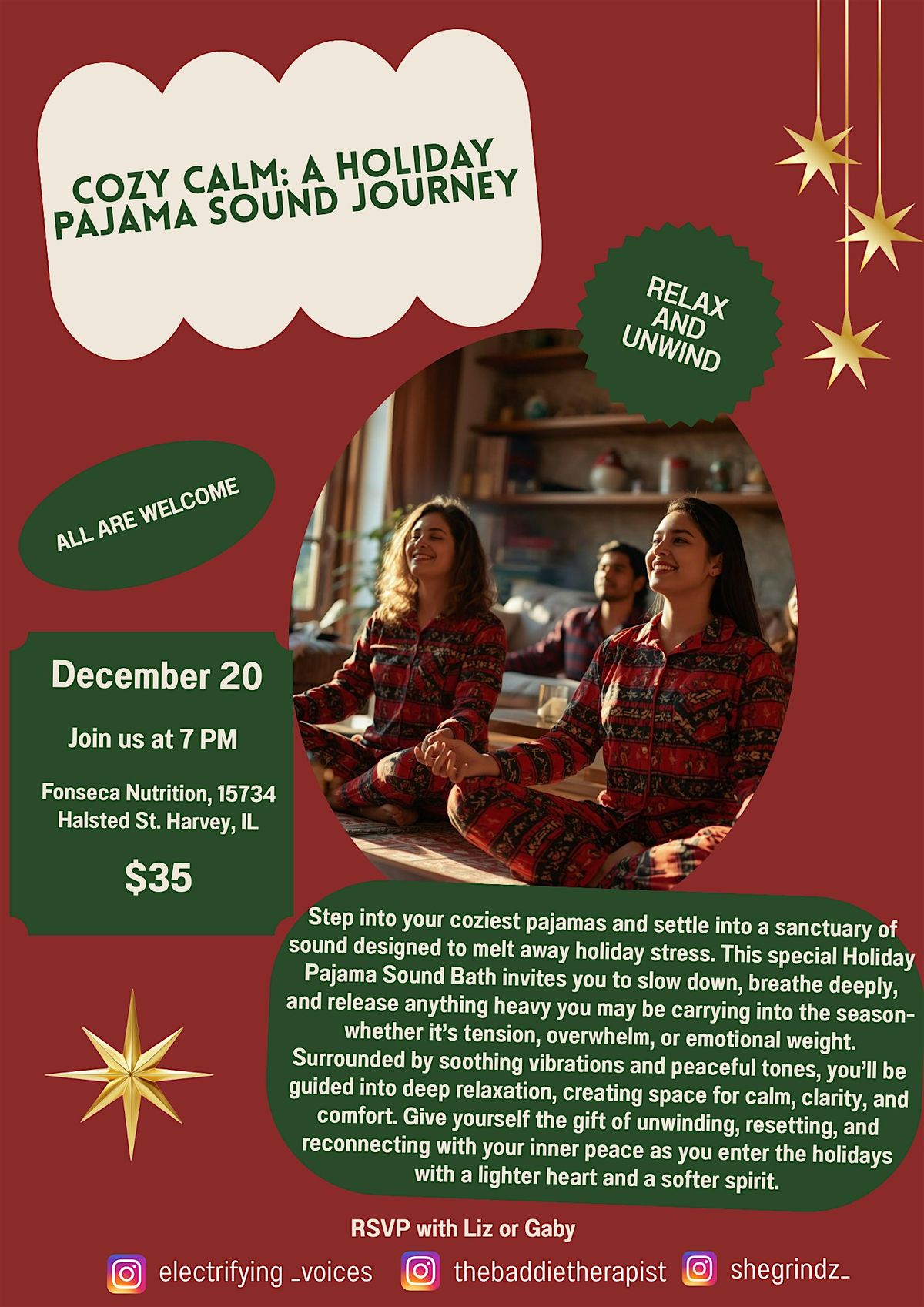Cozy Calm: A holiday Pajama Sound Journey, 20 December | Event in Harvey | AllEvents